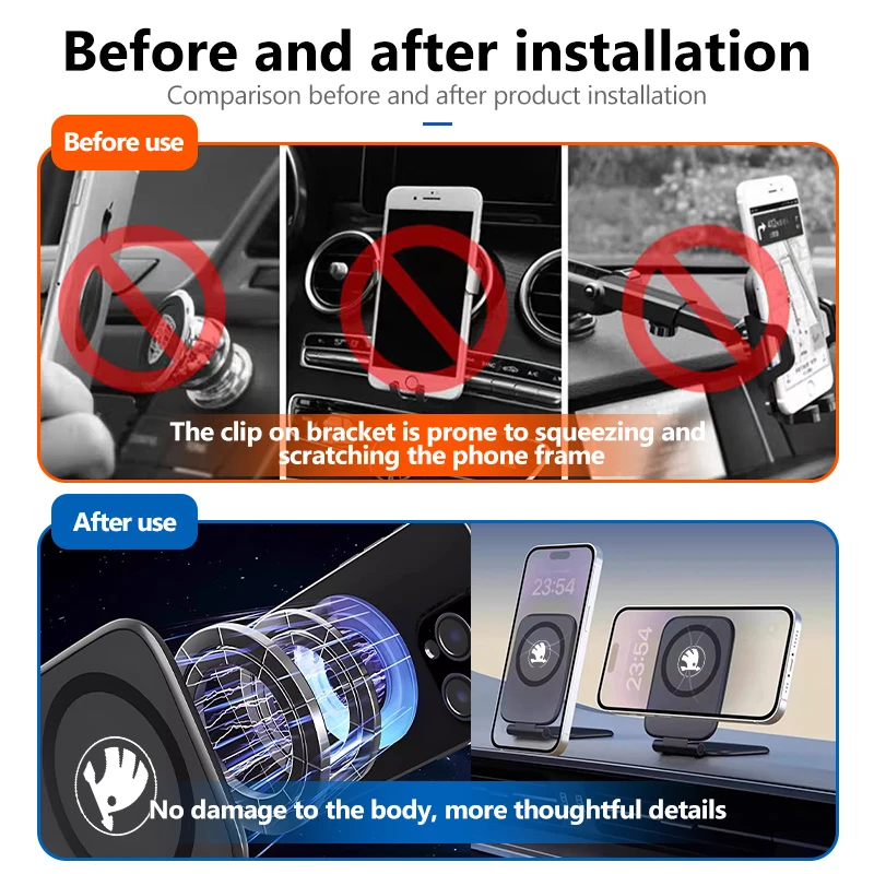 Magnetic Car Phone Holder Strong Magnet Armrest Mount Stand For Skoda Kodiaq Fabia Kamiq Karoq Octavia 2 3 Rapid Scala view 2