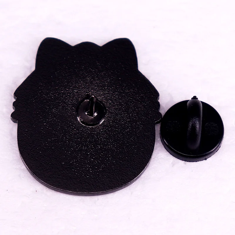 Samurai Cat Black Kitty Cartoon Enamel Pin Brooch Jewelry Decorate Accessories