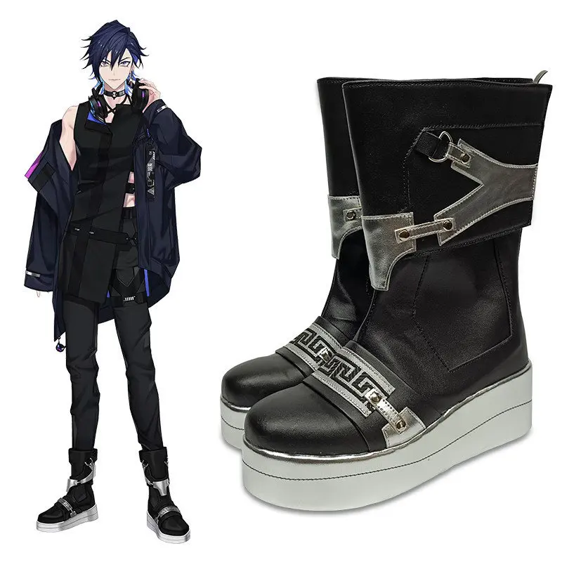 zapatos-de-cosplay-de-anime-nijisanji-yuuma-botas-cortas-de-cuero-pu-negras-para-carnaval-de-halloween