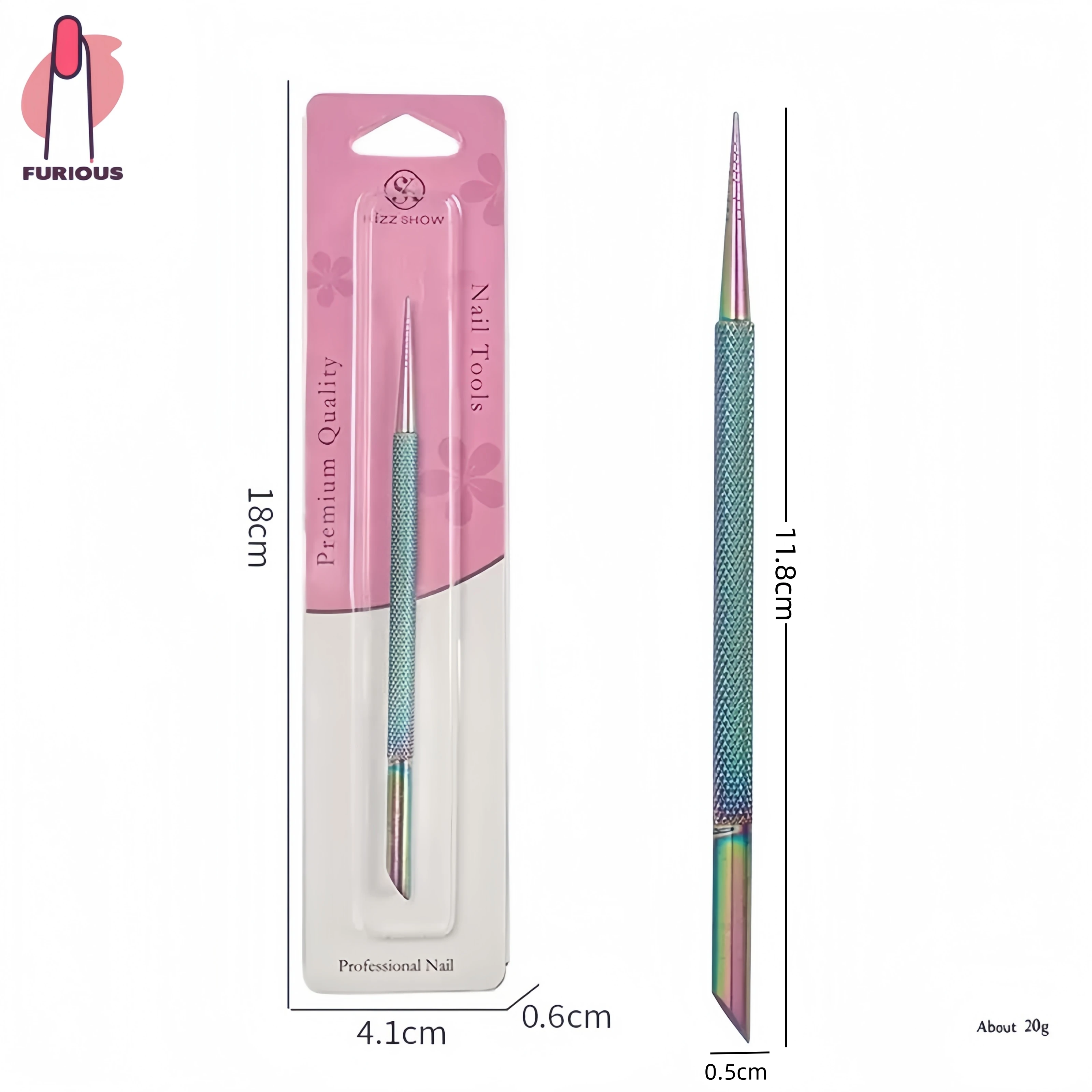 Spingipelle per unghie Strumento in acciaio inossidabile a doppia estremità per unghie Pre lucidatura Rimozione della pelle morta Strumento per il trattamento del manicure