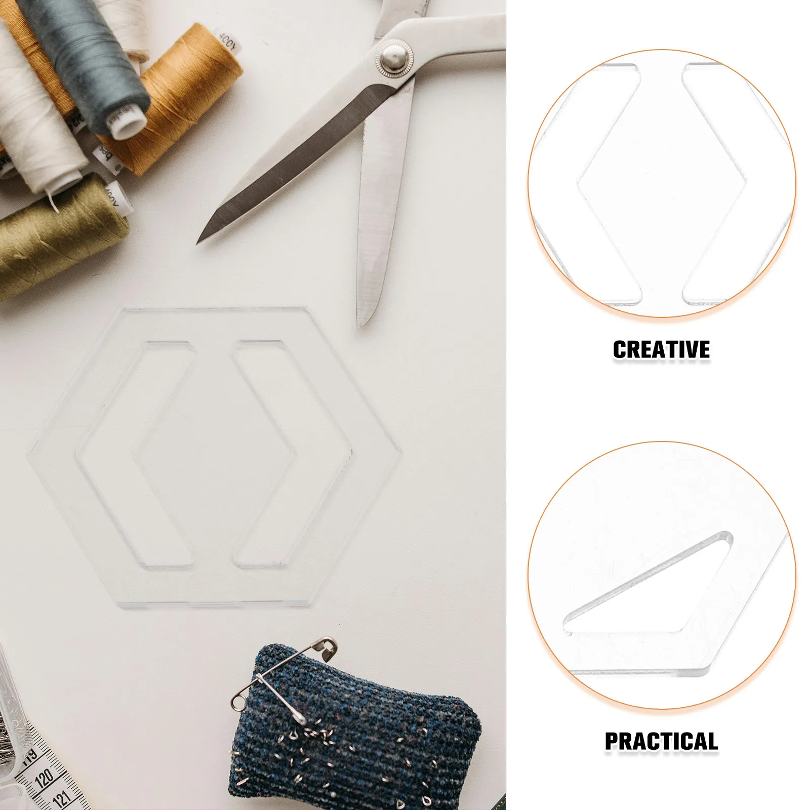 5Pcs Hexagon Quilting Templates Acrylic Transparent DIY Reusable Sewing Rulers Patchwork Tools for Quilt Craft Supplies view 2