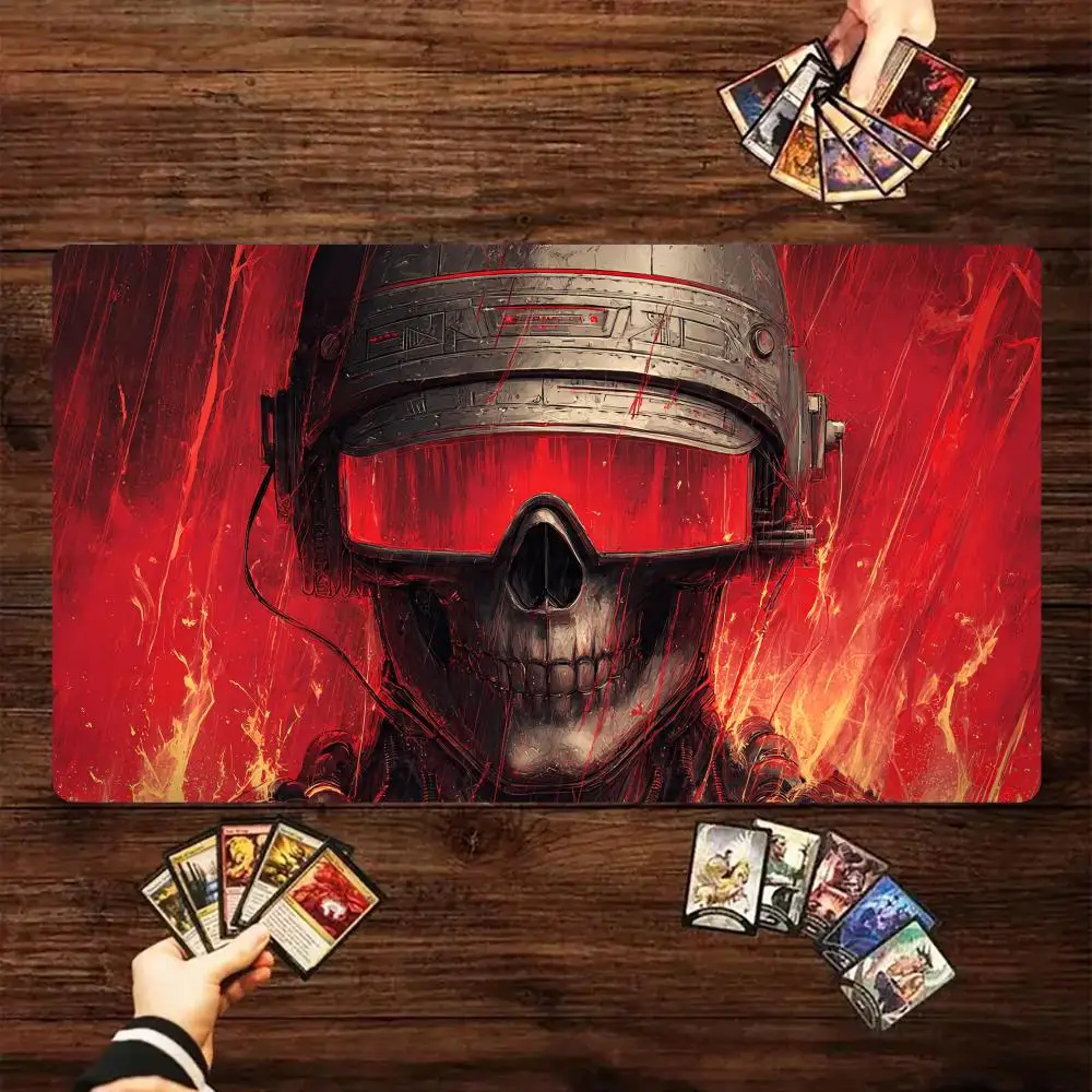Cyber-style skeleton warrior Magic Card Battle Mat MTG Playmat Anti-slip Base gathering gaming mats Board Game Mat for TCG