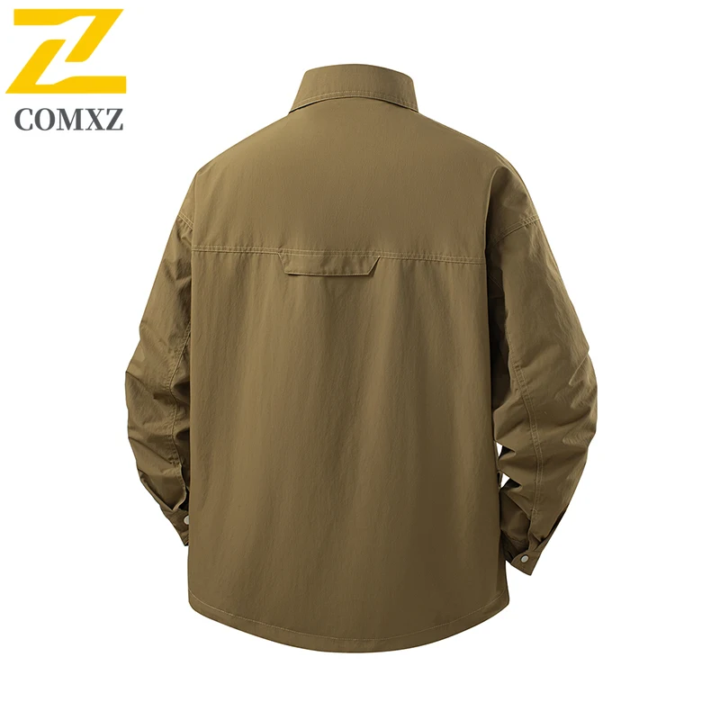 COMXZ Men Windproof Jacket Loose Outdoor Hiking Camping Waterproof Breathable Climbing Coat Lightweight Trekking Windbreaker