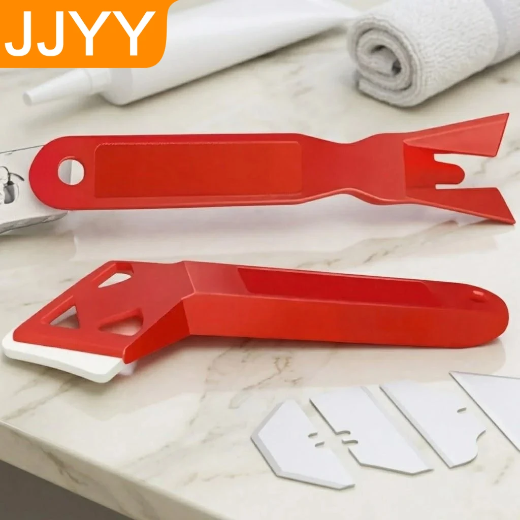 2 Piece Rubber Blade Paint Scraper Set for Removing Paint Residue from Window Gaps and Sink Joints Home Improvement Tool