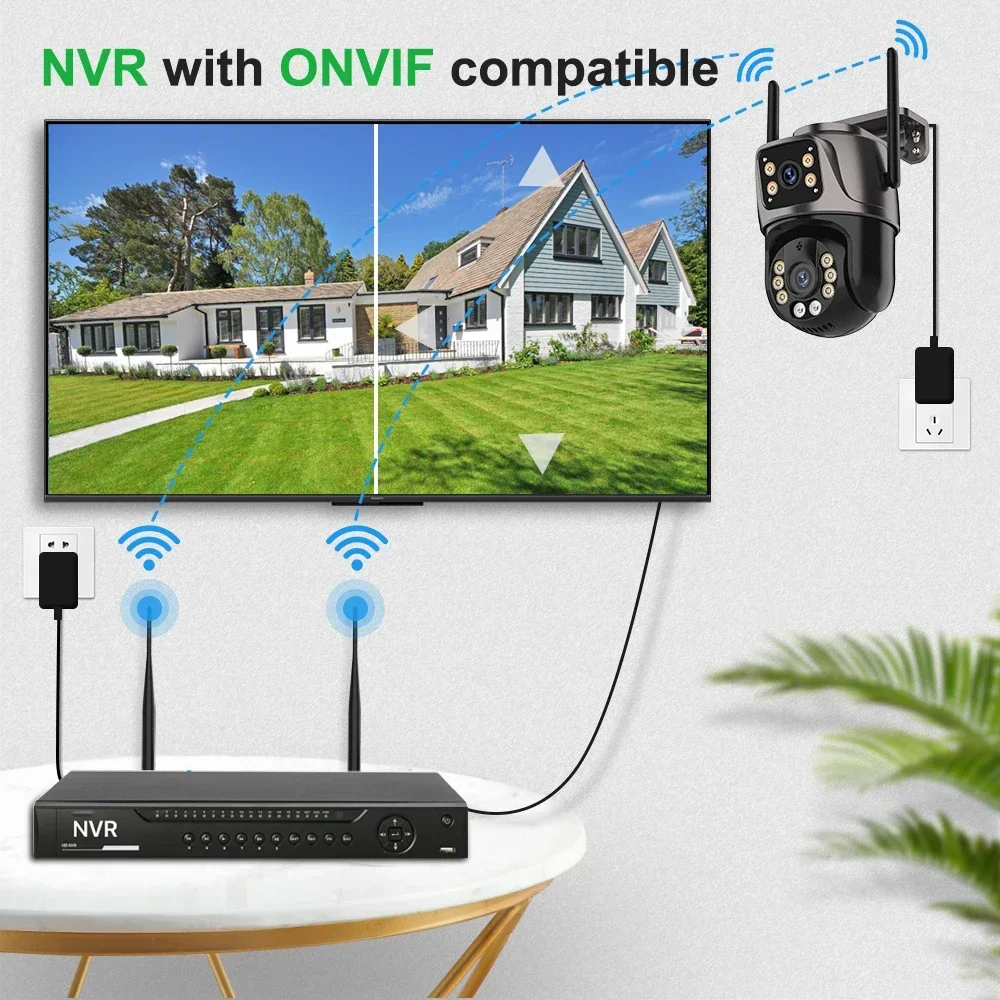 4K 8MP HD Wifi Camera Dual Lens External Auto Tracking Camera Outdoor Wireless Security PTZ Camera Security Camera System