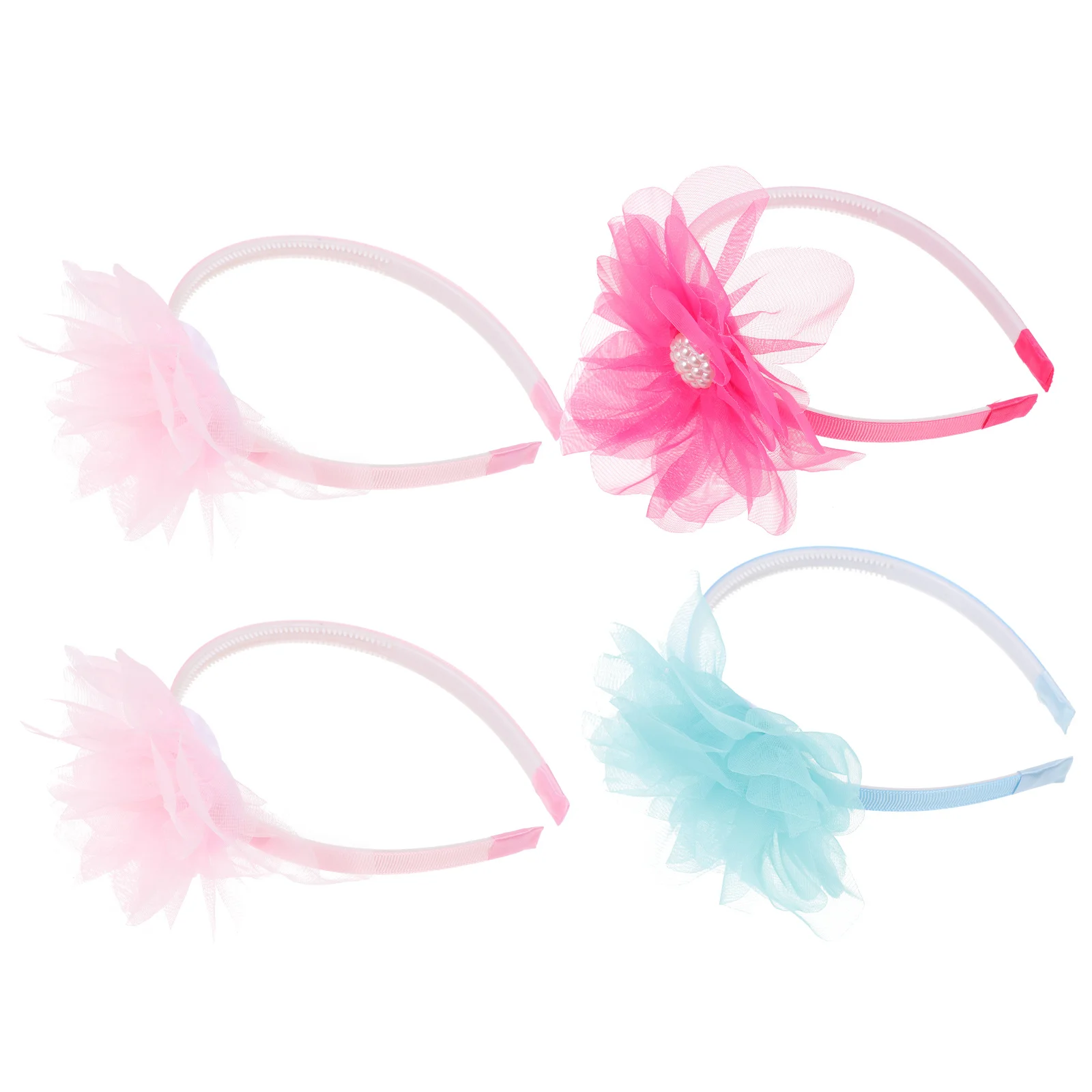 

4 Pcs Flower Headband Set of Headbands Hair Decor The Flowers Funny Chiffon Photo Prop
