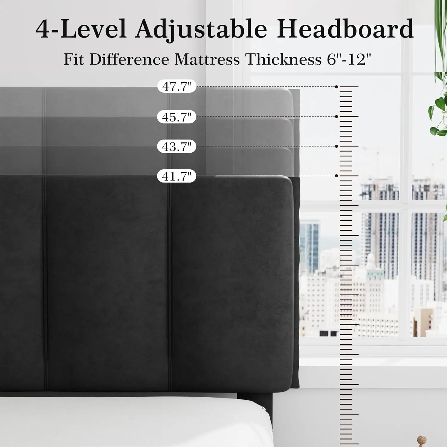 Twin Bed Frame with Upholstered Headboard, Platform Mattress Foundation with Strong Wooden Slats Support, No Boxing Spring Neede