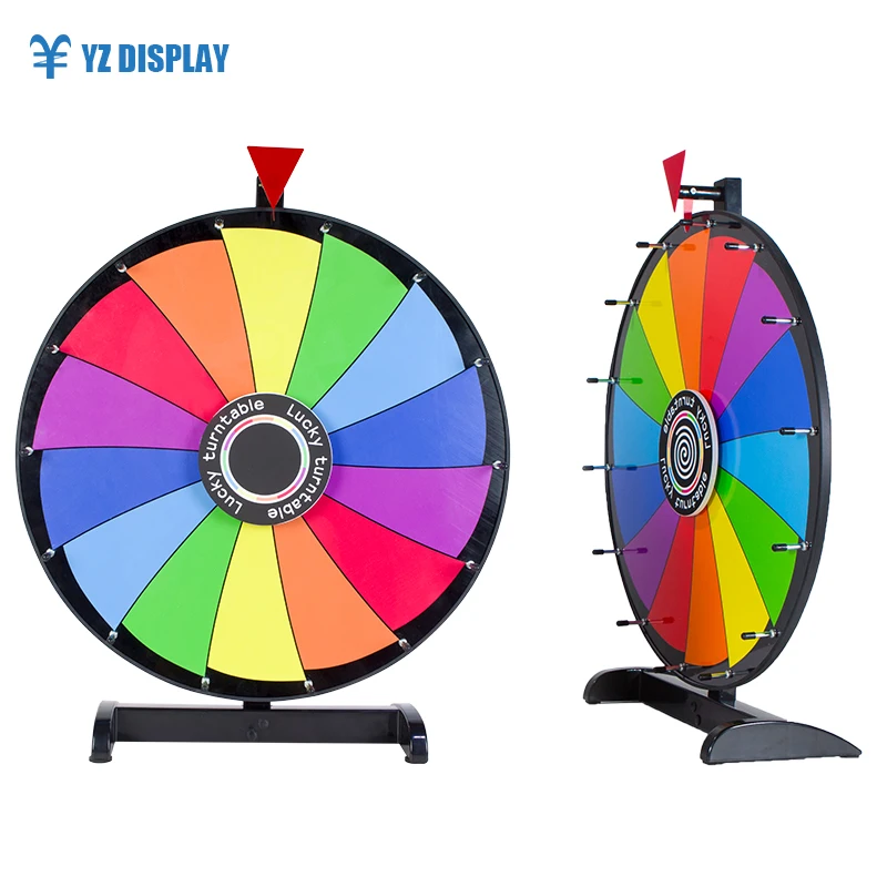 24 Inches TableTop Prize Wheel Spin Game Fortune Party  Wall Carnival Raffle  Lucky Wheel of Fortune Game Color Dry Erase