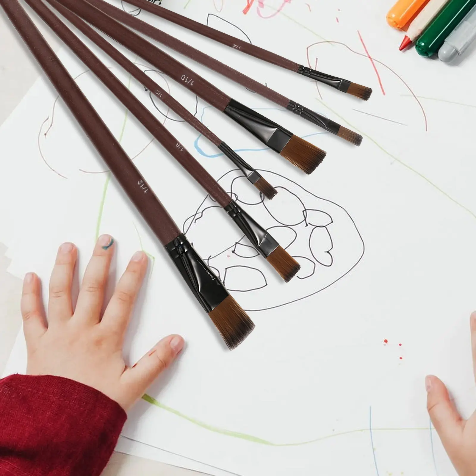 6 pcs Set Painting Brush Watercolor Art Halloween Christmas New Year Art Student Art Teacher Art Students Art Brush Set Weasel