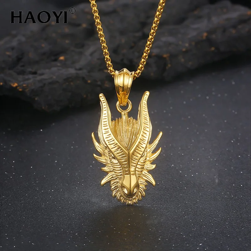 Vintager Satan Goat Head Pendant Necklace for Men Punk Square Bead Chain Neck Jewelry Halloween Free Gifts Animal Accessories