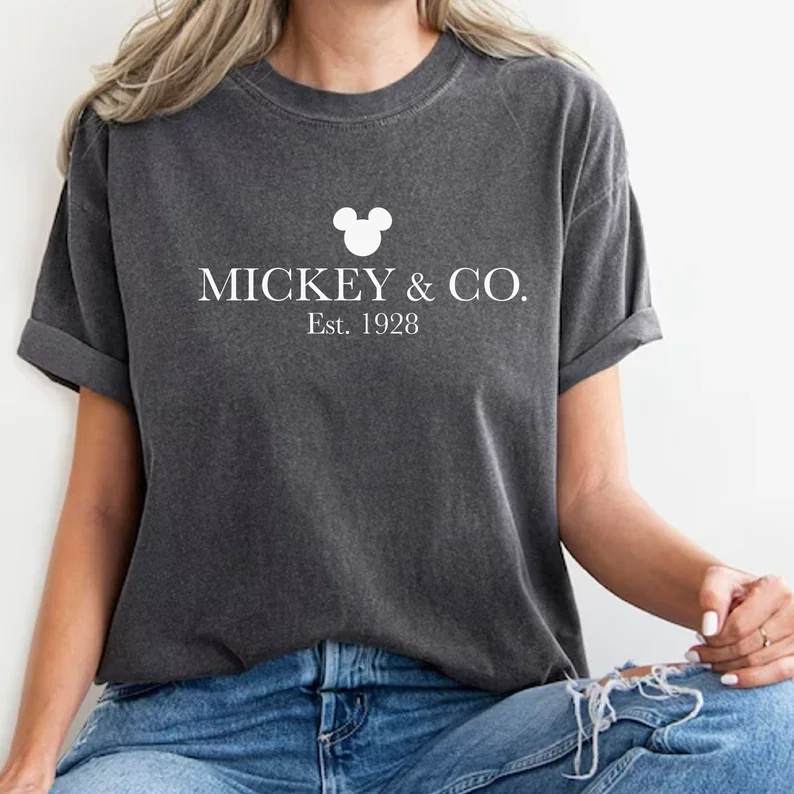 

Women's Men Mickey Friends Co est 1928 T Shirt Cotton Tee Casual Oversized Streetwear Loose Short Sleeve Top Unisex All-season