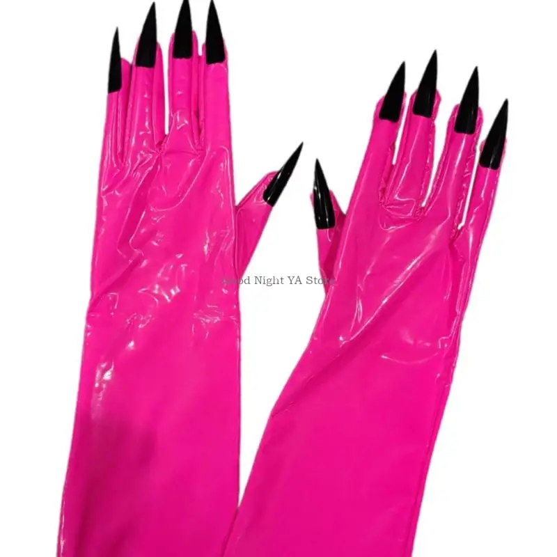 2pcs Halloween Funny Gloves Scary Monsters Masked Mittens Long Leather Gloves