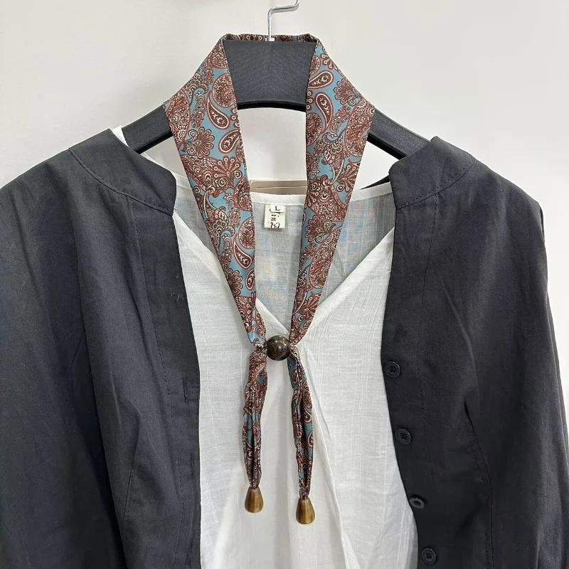 Women's Ins Style Bead Adjustable Small Scarf Versatile Neck Protection Lazy Scarf Spring Summer New Collection Neck Decor