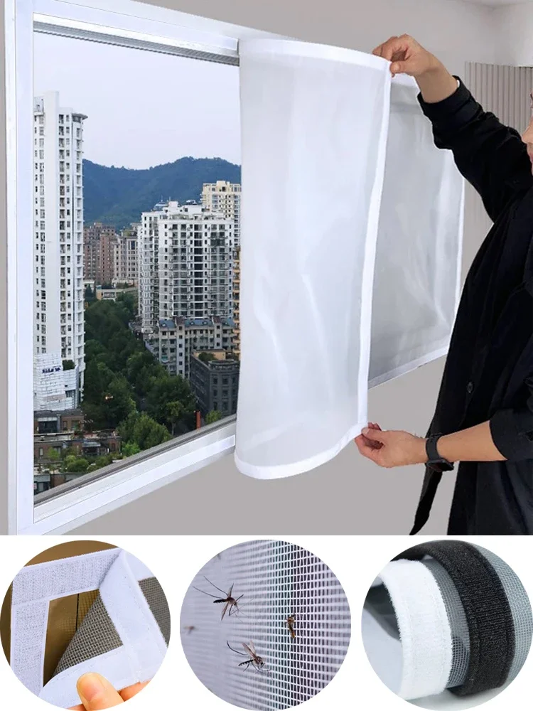 Self-adhesive White Mosquito Screen Mesh Customizable Size Anti-mosquito Window Screens Mesh Anti Insect Air Tulle Invisible