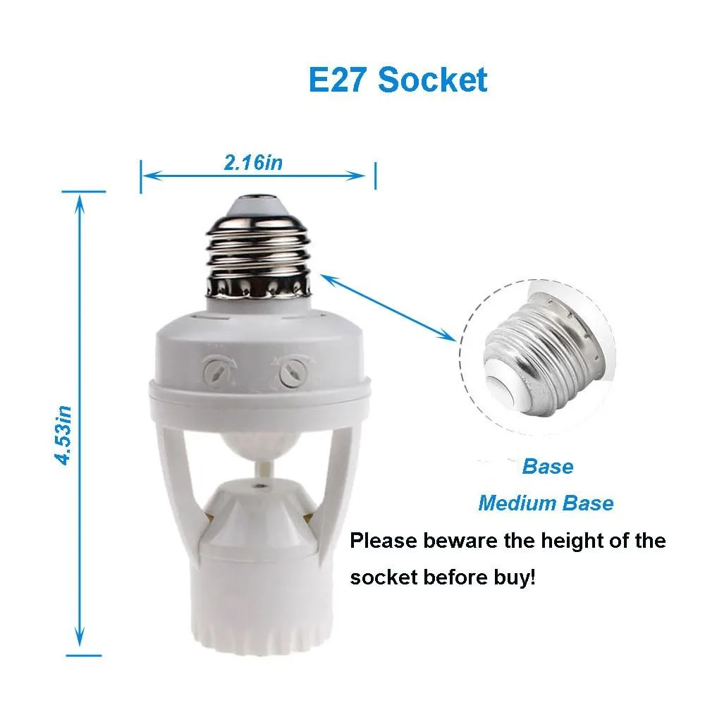 E27 przejściówka do gniazda z czujnikiem ruchu PIR AC100-240V 60W ampułka LED E27 lampa podstawa inteligentny przełącznik światła uchwyt na żarówkę