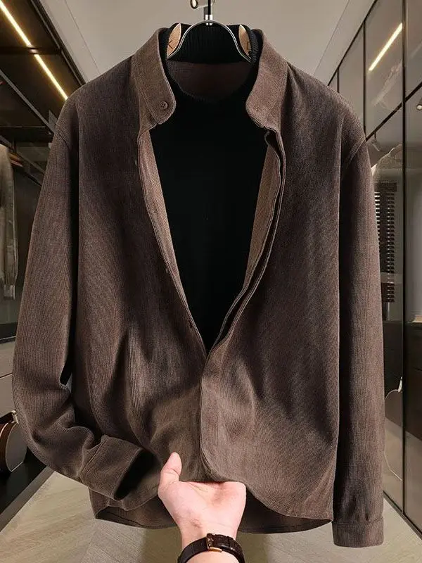 

Retro Simple Sle Stand Collar Cardigan Men's Spring Autumn New Warm Knitwear Casual Versatile Outerwear Trendy
