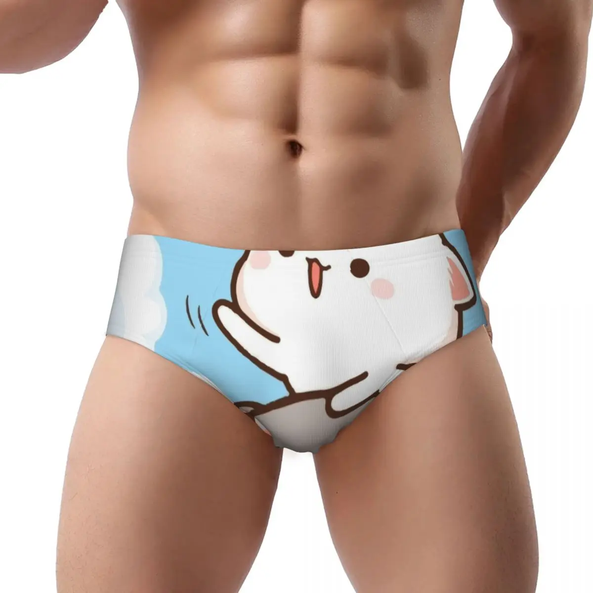 

Custom Peach And Goma Romantic Mochi Cat Brief Panties for Women Comfort Stretch Underwear