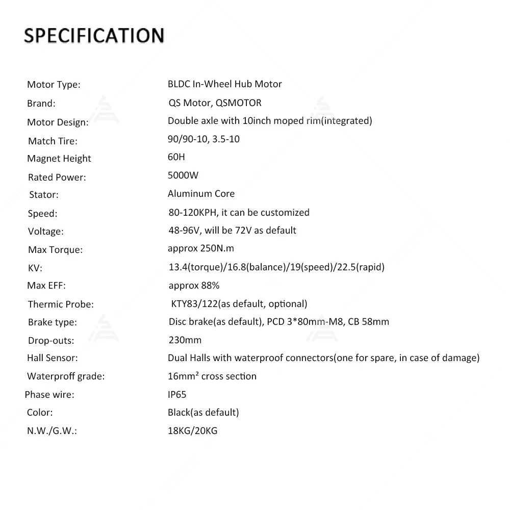 QSMOTOR 10inch 5000W V4.2 DC Brushless Electric Racing Scooter Hub Motor 72V 106KM/H High Power with CE Certification 2