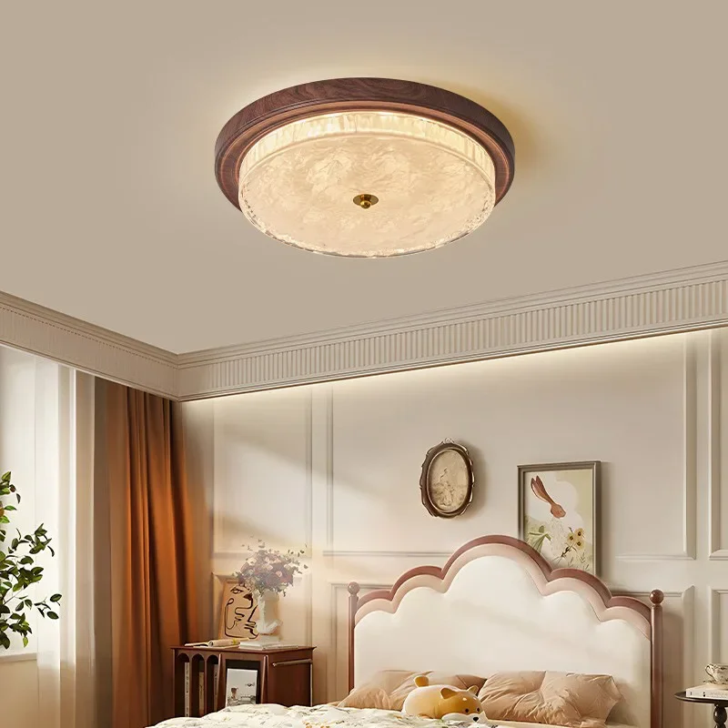 American retro glass master bedroom LED ceiling light, atmospheric eye protection medium ancient style, room light