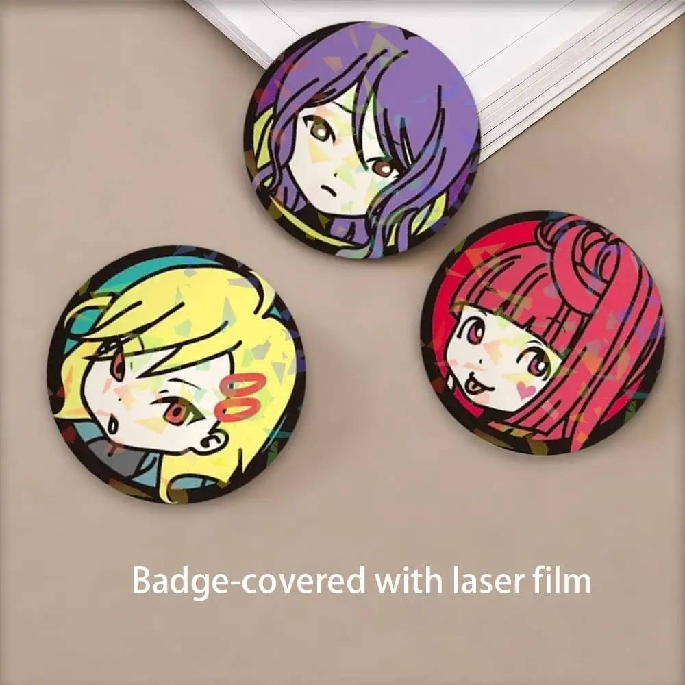 Anime G-Gnosia Round Badge Lapel Pins for Backpacks Briefcase Laser Brooch Clothes Gifts