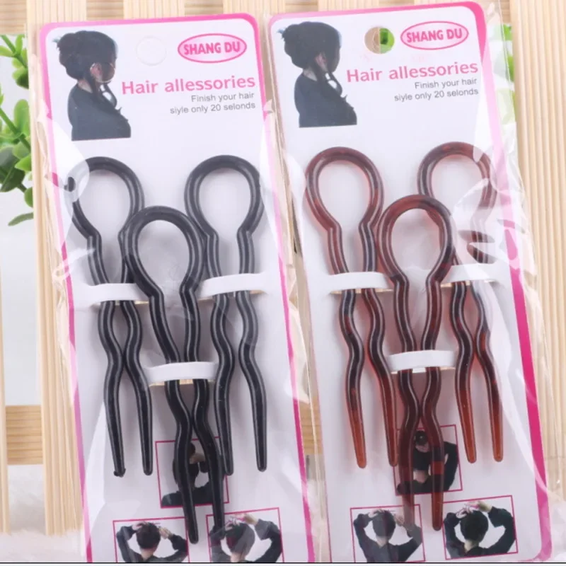 Fashion Simple Plastic Hair Clips U Shape Design Hair Fork Convenient Hairpins Easy To Use Headwear for Women Hair Styling Tool