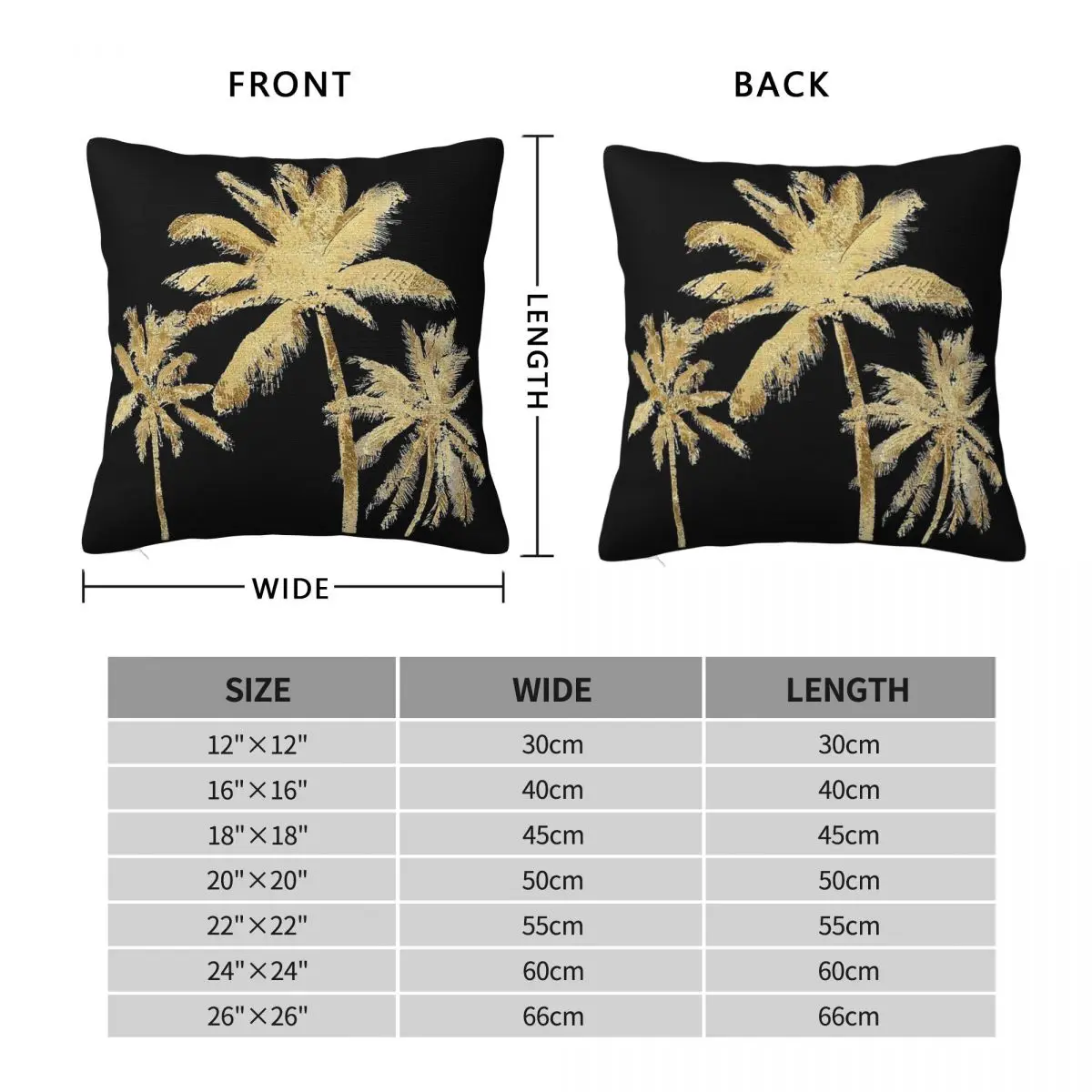 Gold Palm Trees Pillowcase Polyester Linen Velvet Pattern Zip Decor Throw Pillow Case Sofa Cushion Cover