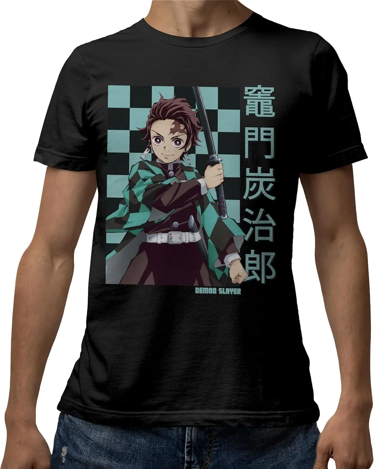 Demon Slayer Tanjiro Checkerboard Men's and Women's Short Sleeve T-Shirts