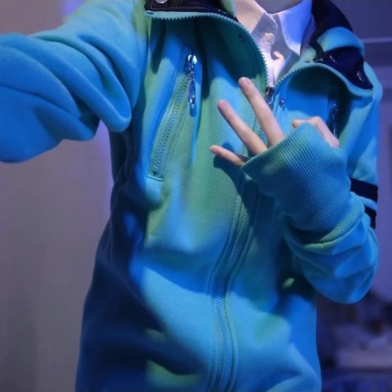 Anime Kaneki Ken Cosplay Costume Green Hooded Sweatshirt Zipper Jacket Coat for Men Role Play Outfit Casual Clothing view 5