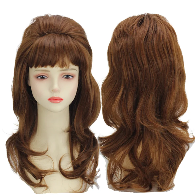 

Женский длинный темно-коричневый женский вьющийся парик