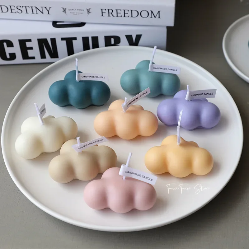 3D Cloud Shape Candle Silicone Mold Chocolate Mousse Fondant Ice Cube Pudding Candy Baking Mould Soap Scented Candle Mold Decor