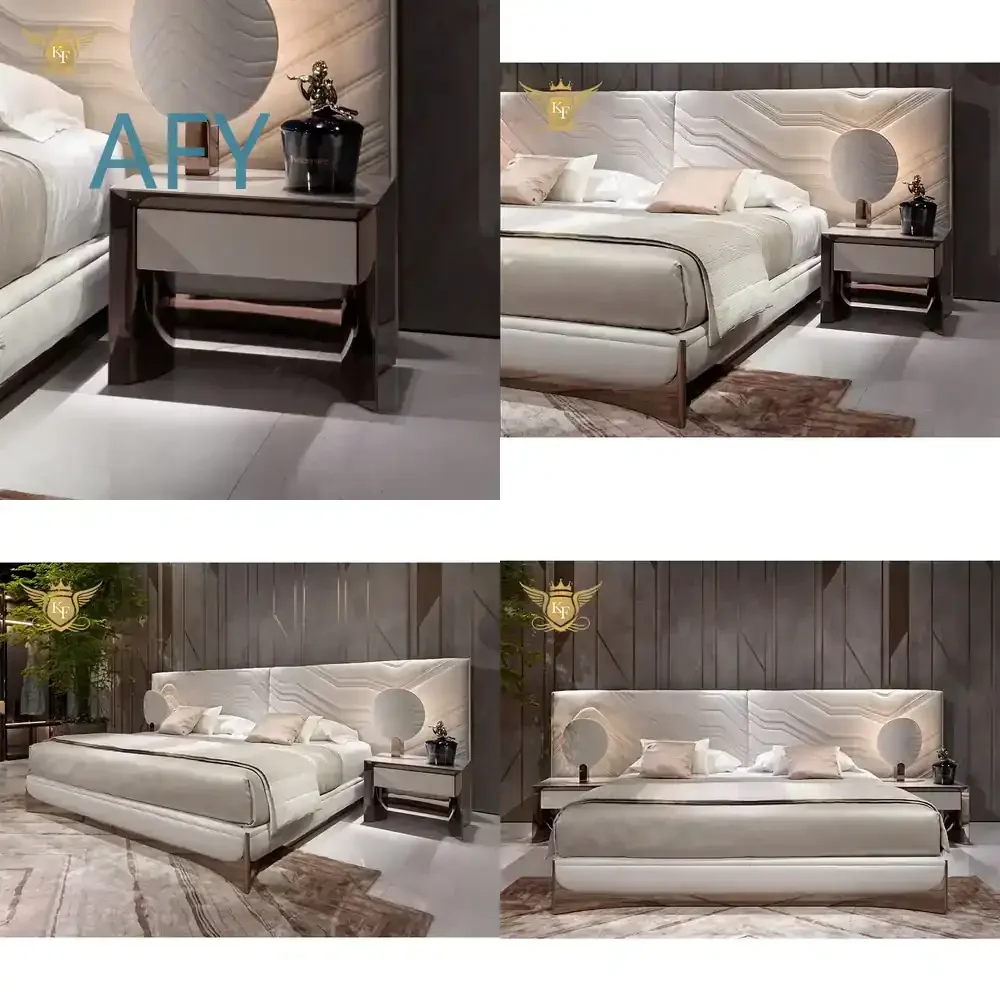 Wholesale Bedroom Furniture for Luxury Gold Stainless Steel Base White Marble Nightstand with Drawer Bedside Table for Modern