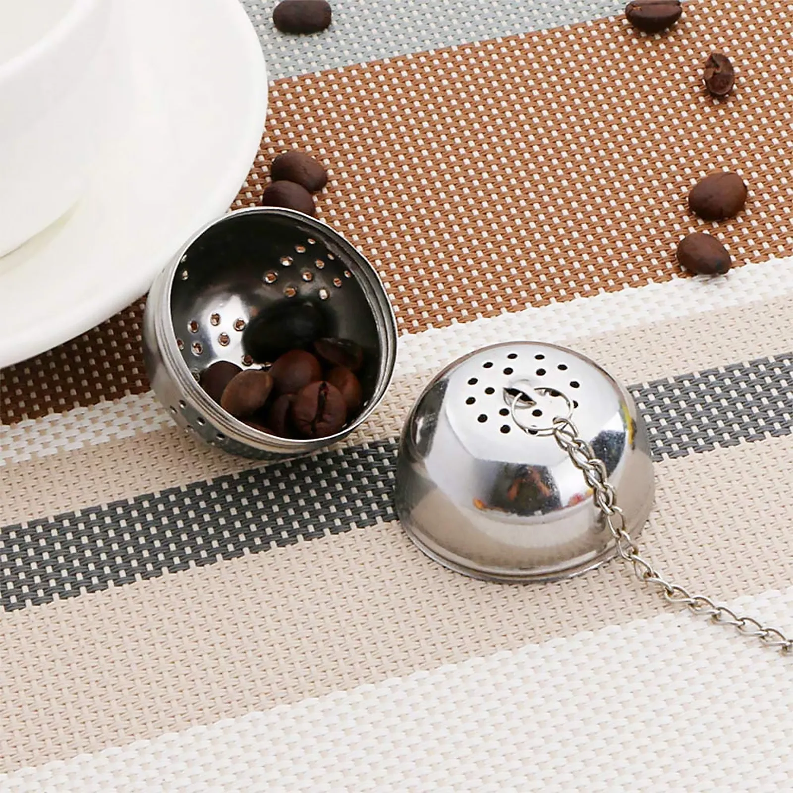5Pcs Stainless Steel Seasoning Strainer Ball with Hook Chain for Hot Pot Tea Herbs Spices Infuser Filter Easy Clean Split Design