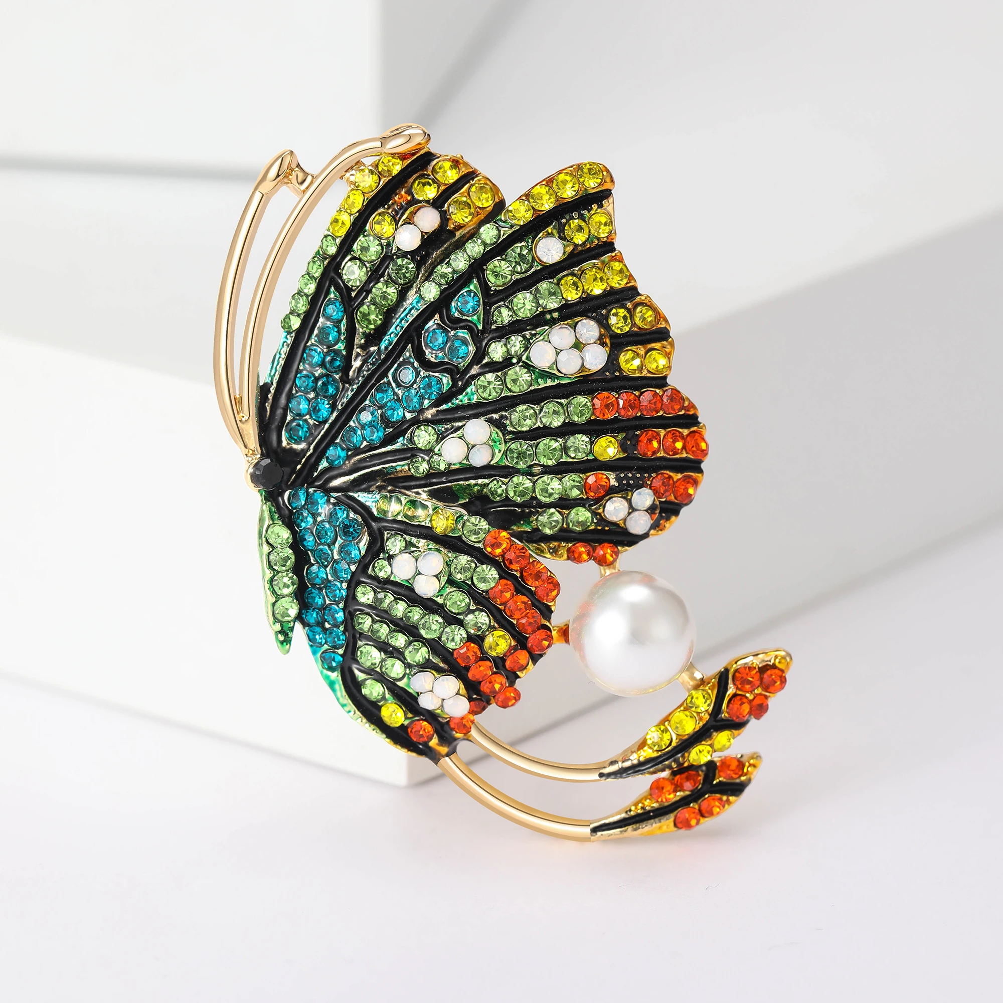 Enamel Butterfly Pins for Women Unisex Rhinestone Insect Brooches Office Party Friend Gifts Jewelry Accessories