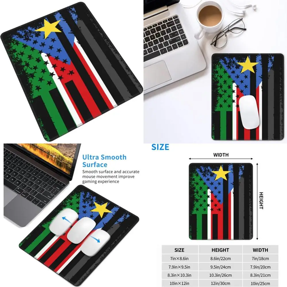 

South Sudan Flag Mouse Pad with Stitched Edges - 7x8.6 Inches, Desk Accessory for Laptop and Office Use