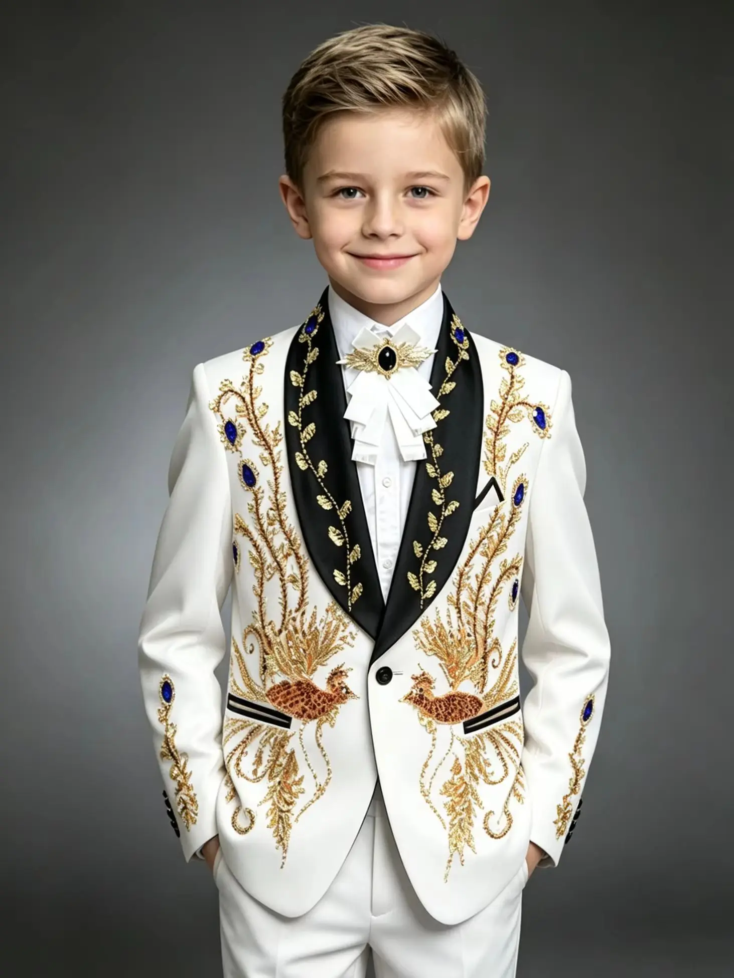 Fashion Beaded Crystals Boy's Suits Formal Party Blazer Customized 2-Piece Man Party Tuxedo Costume Enfant Garçon Mariage