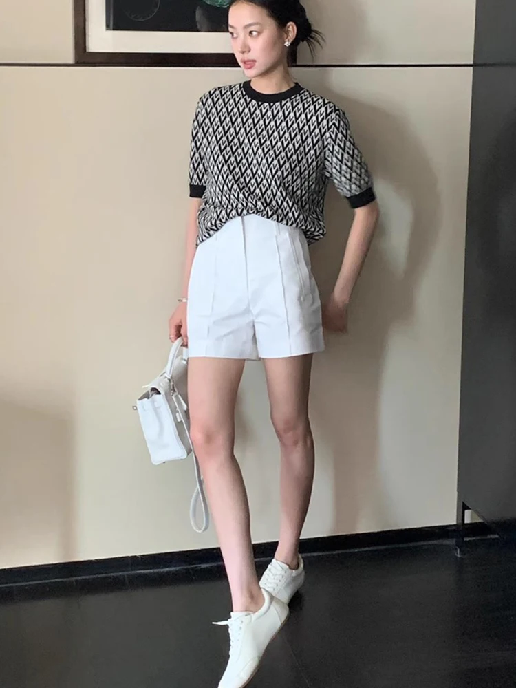 

Classic Tailored High Waist Wide Leg Shorts Casual Versatile Summer New Style Old Money Style Shorts for Petite Women