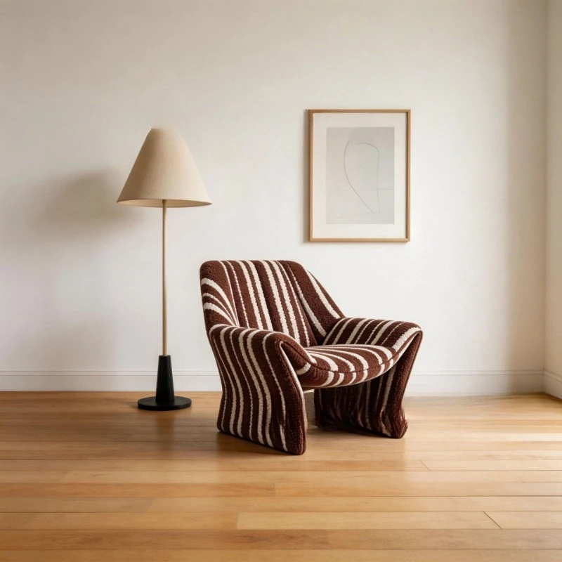 Light luxury design striped single sofa chair living room small apartment