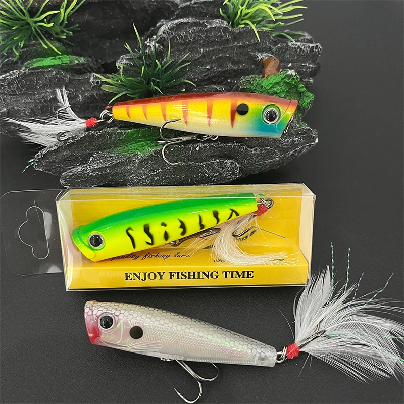 7g 65mm Surface Popper Fishing Lures Long Casting Artificial Hard Bait Topwater Pencil Swimbait Wobblers for Pike Perch Supplies
