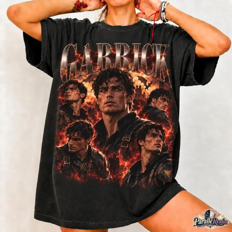 Fourth Wing Garrick T-shirt Retro Bootleg Character Graphic Tees Unisex Oversized Short Sleeve T Shirts