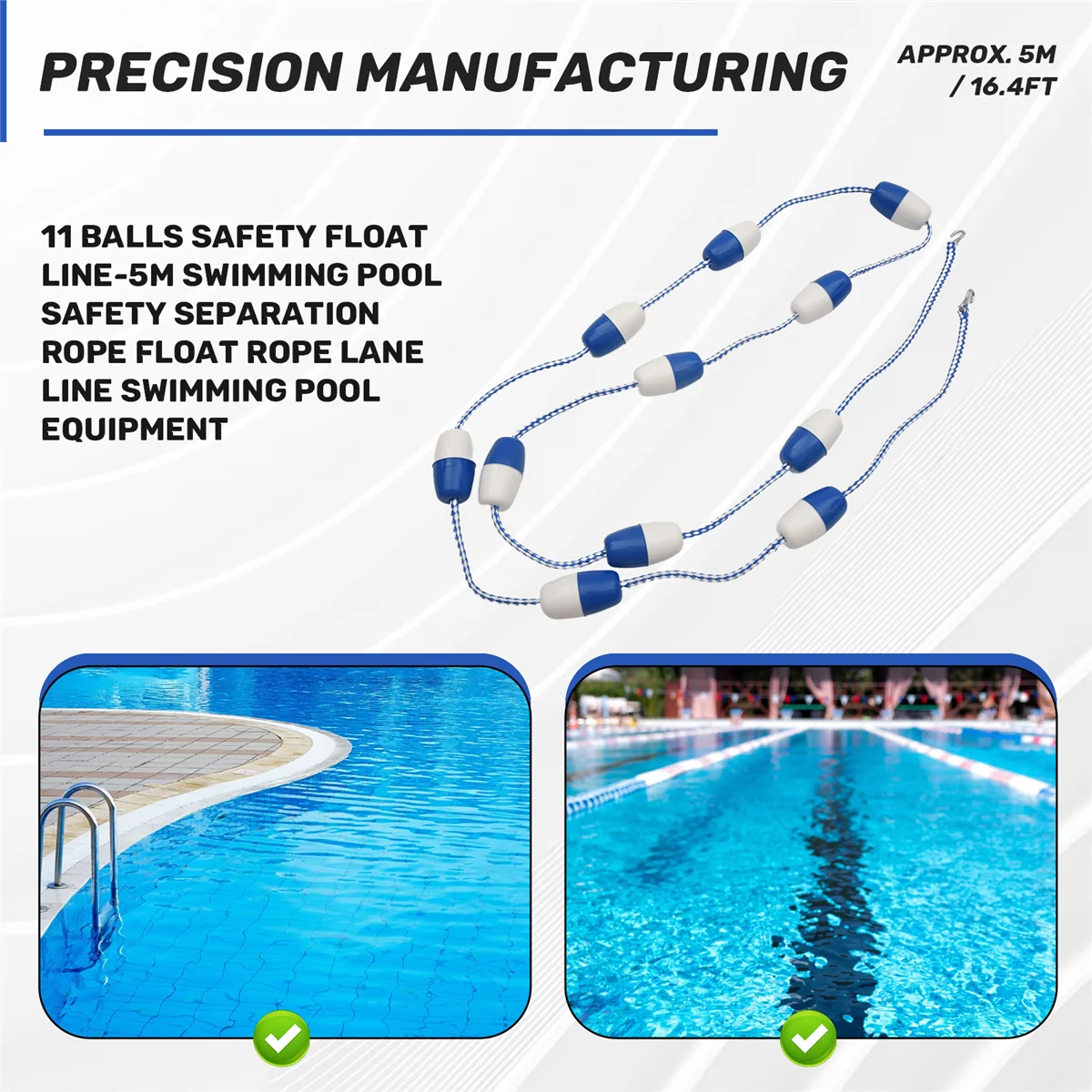 

Поплавковая линия для бассейна, 11 шариков, безопасная поплавковая линия-5 м, безопасная разделительная веревка для бассейна, поплавковая веревка, оборудование для бассейна