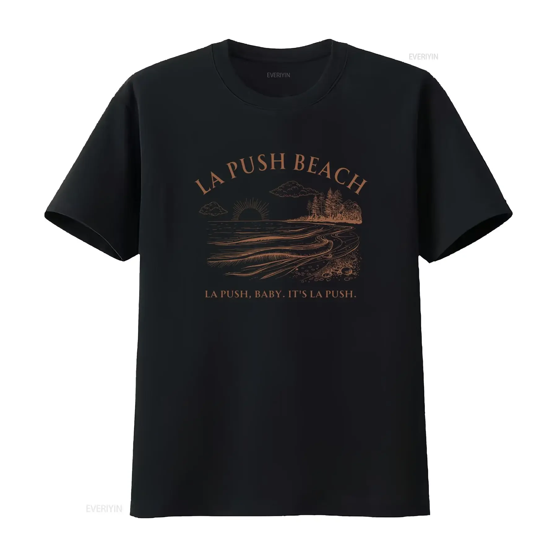 Vintage Retro La Push Beach Sunset Coastal Landscape Print Casual T Shirt vintage Washed Top For Everyday Wear Stretched