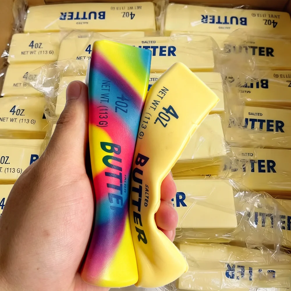 New Rainbow Squishy Elastic Butter Stick Fidget Toy Stress Relief Game Funny Decompression Prank Squeeze Toy for Anxiety Relief