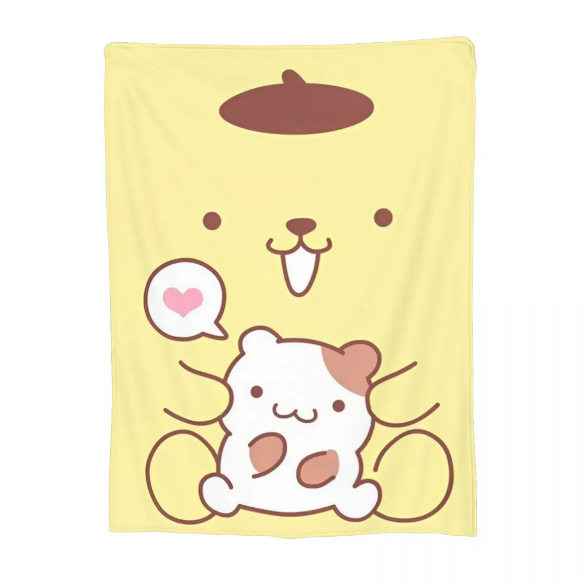 Kawaii Pompompurin Blanket Sanrio Cute Cartoon Fleece Throw Blanket Home Couch Printed Lightweight Bedspreads