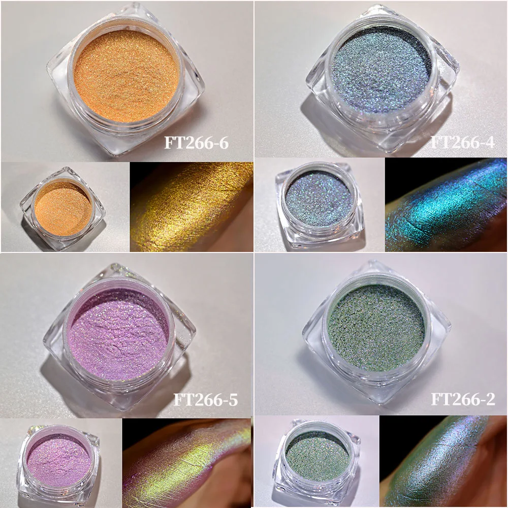 12 Colors Chameleon Pigment Powder, Holographic Neon Aurora Eye Shadow, Color Shift Mica Dust for DIY Nail Art Makeup Crafts
