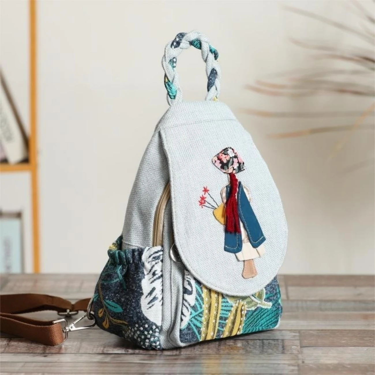 Imagem -05 - Mochila Portátil e Versátil para Estudante Tecelagem de lã Dupla Camada