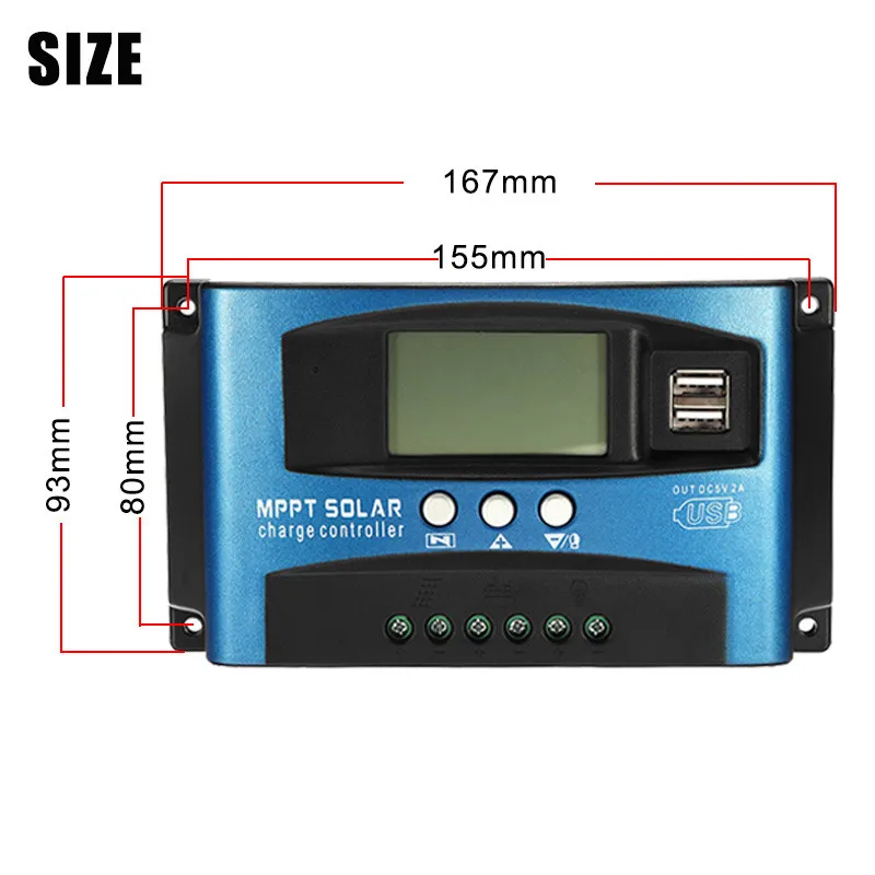 30/40/50/60/100A MPPT Solar Charge Controller LCD Display 12V/24V Dual USB Auto Solar Cell Panel Charger Regulator With Load