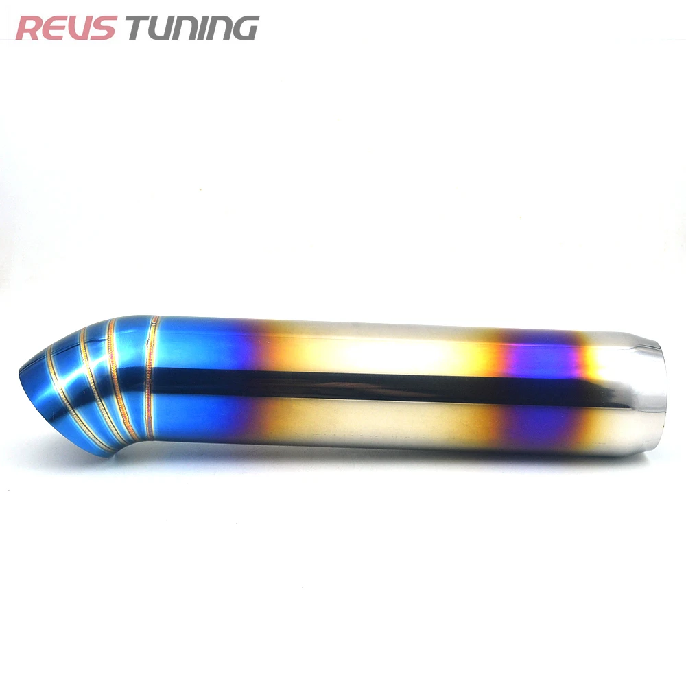 Inlet: 63mm Outlet: 76mm Stainless Steel Burnt Blue Car Tuning Racing Rear Exhaust Muffler Pipe End Tip Tube Tail