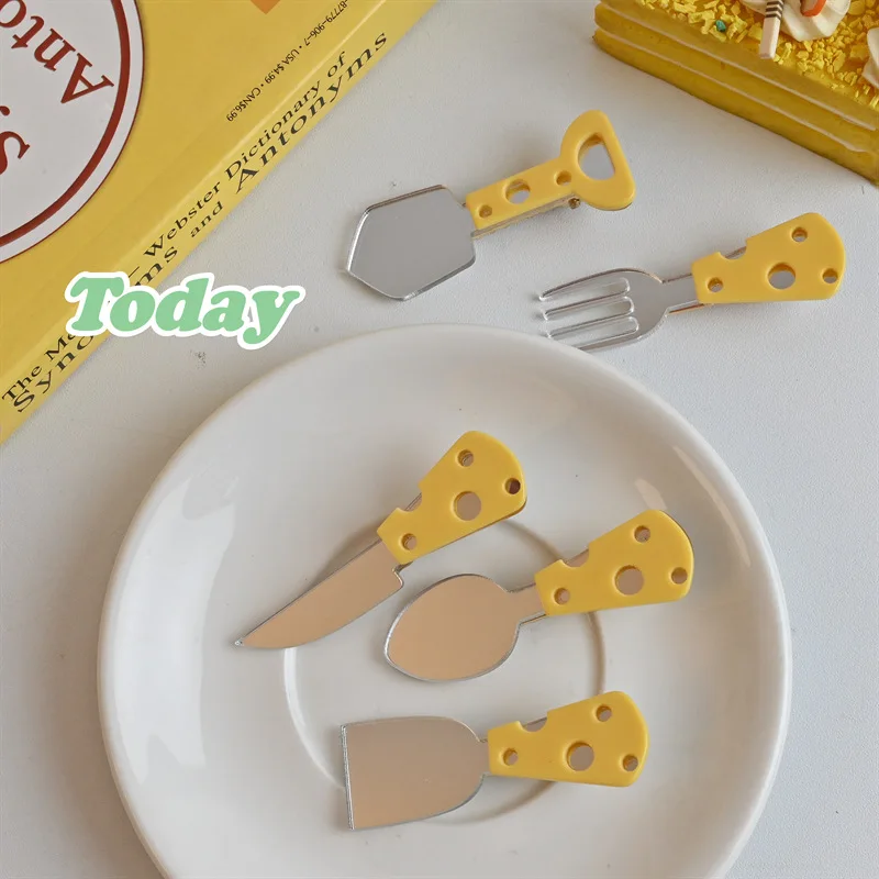 

Cute Cheese Hair Clip Simulation Knife And Fork Series BB Clip Girl Duckbill Clip Hair Accessory Headwear