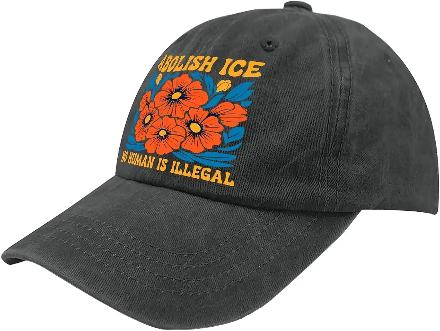 Abolish ICES No Human Is Illegal Hat For Mens Classic Washed Distressed