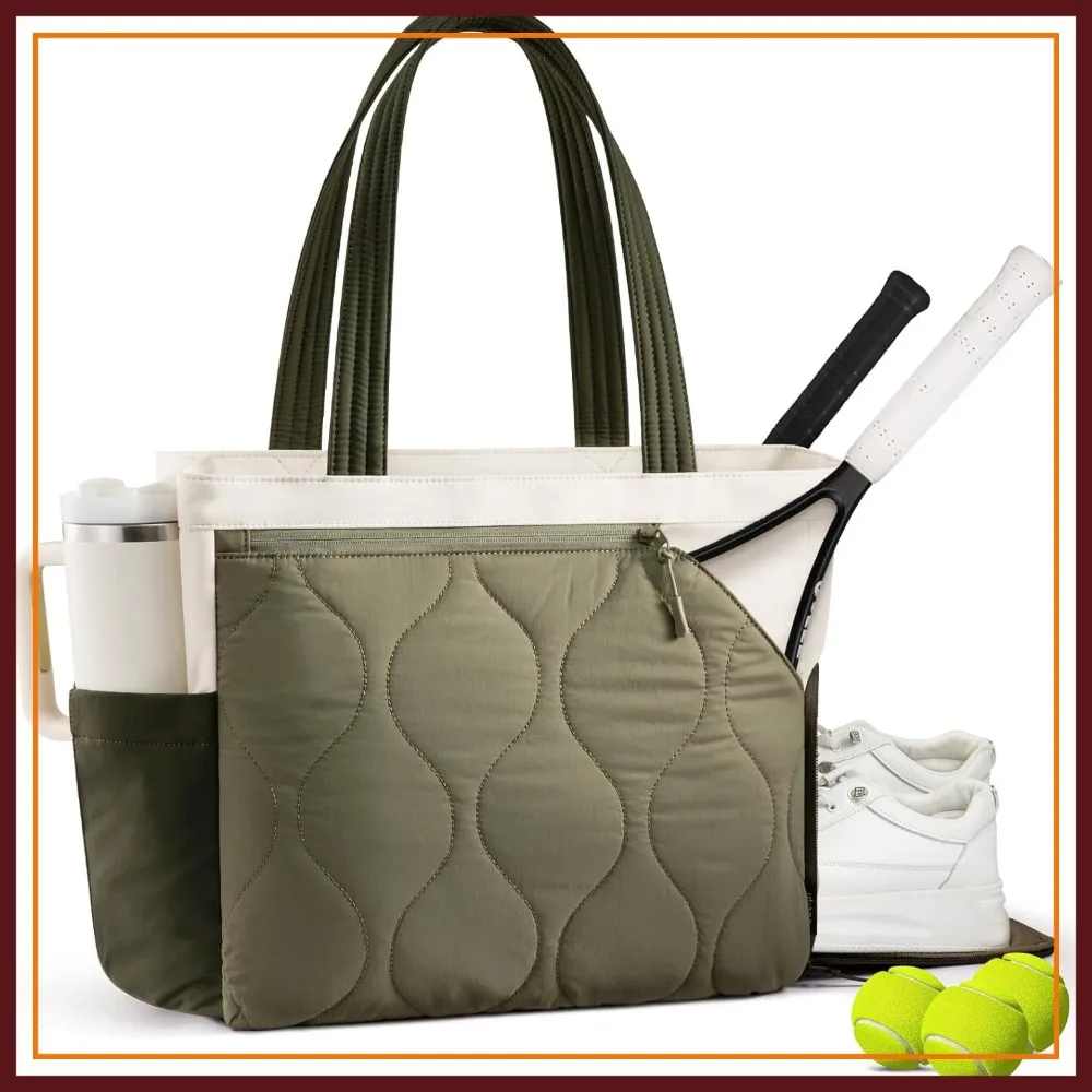

Tennis Gym Bag for Women - Holds 2 Rackets, Shoe Compartment & Wet Pocket, Water-Resistant Duffel fits 15.6" Laptop